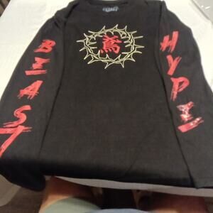 Fresh Laundry Men's Long Sleeve Hustle Savage Graffiti Streetwear Tee Size L